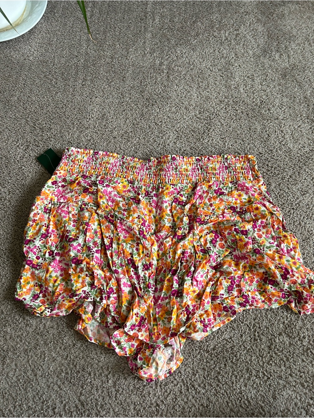 wild fable Floral Smocked Ruffle Shorts - Pink, Yellow, Green - Picture 2 of 5
